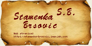 Stamenka Bršović vizit kartica